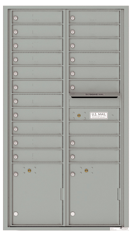 Front Loading Commercial Mailbox with 19 Tenant Compartments and 2 Parcel Lockers - Versatile Double Column Mailbox