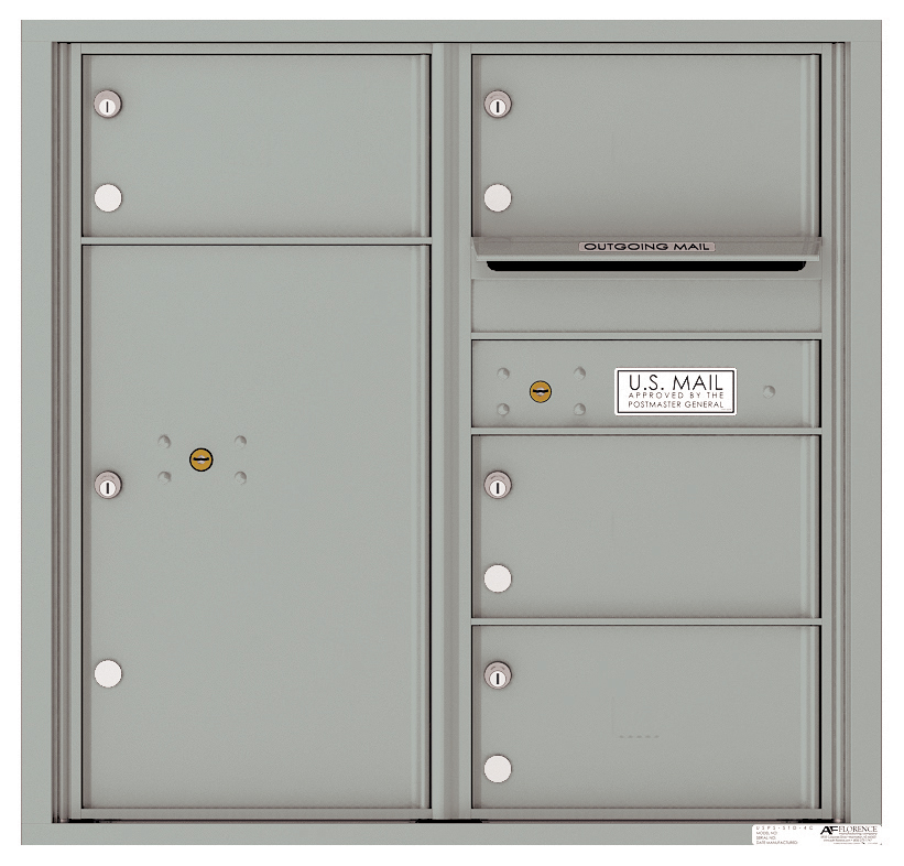 Front Loading Commercial Mailbox with 4 Tenant Compartments and 1 Parcel Locker