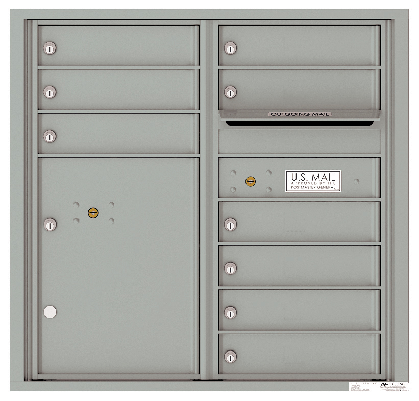 Florence 4C Horizontal Mailbox - 9 Doors, 1 Parcel Locker - 8 Doors High USPS Access