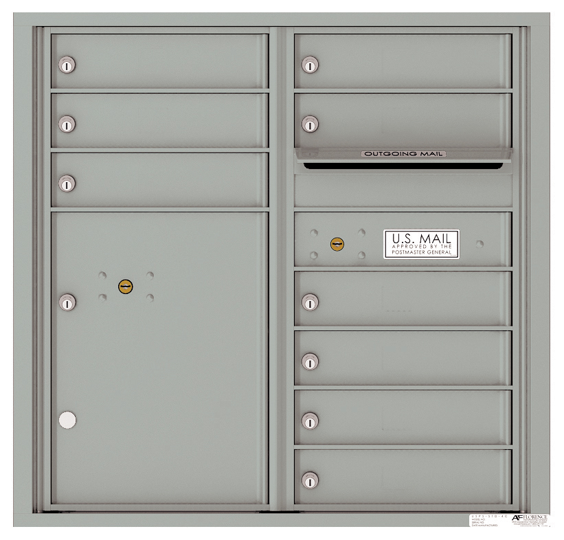 Front Loading Commercial Mailbox with 9 Tenant Compartments and 1 Parcel Locker