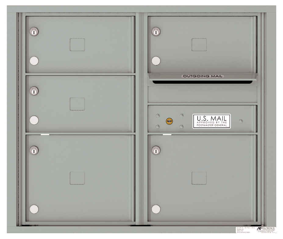 Front Loading Double Column Commercial Mailbox with 5 Tenant Doors