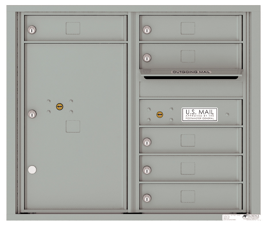 Front Loading Double Column Commercial Mailbox with 6 Tenant Doors and 1 Parcel Locker