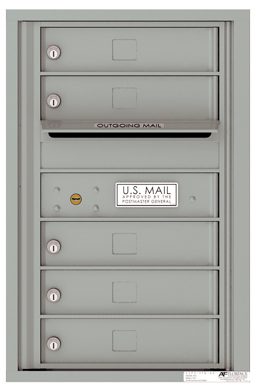 Front Loading Single Column Commercial Mailbox with 5 Tenant Doors