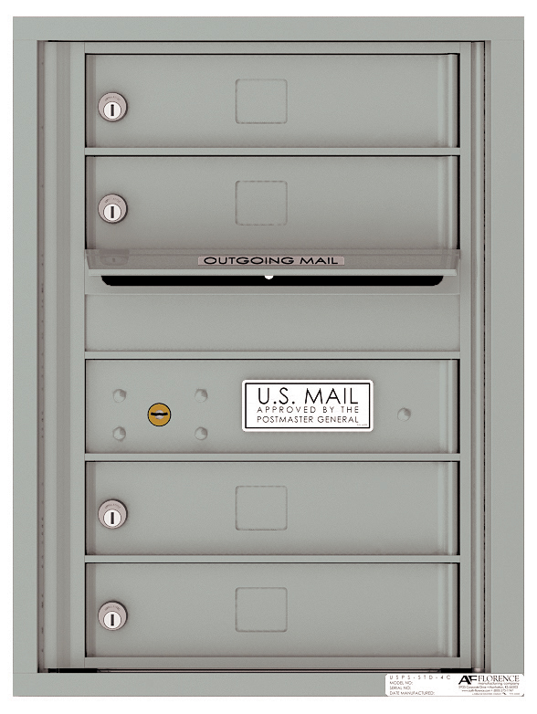 Front Loading Single Column Extra-Large Commercial Mailbox with 4 Tenant Compartments