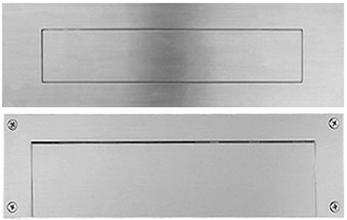 Stainless Steel Mail Slot - SMALL (11.8 in. x 3 in.) - Front and Rear Pieces (Choose Finish)