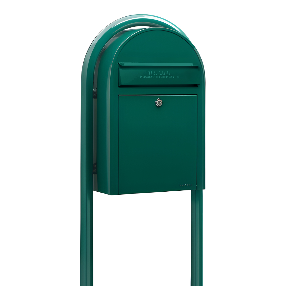 USPS Approved Bobi Classic Front Access Modern Locking Green Mailbox and Round Green Post Combo