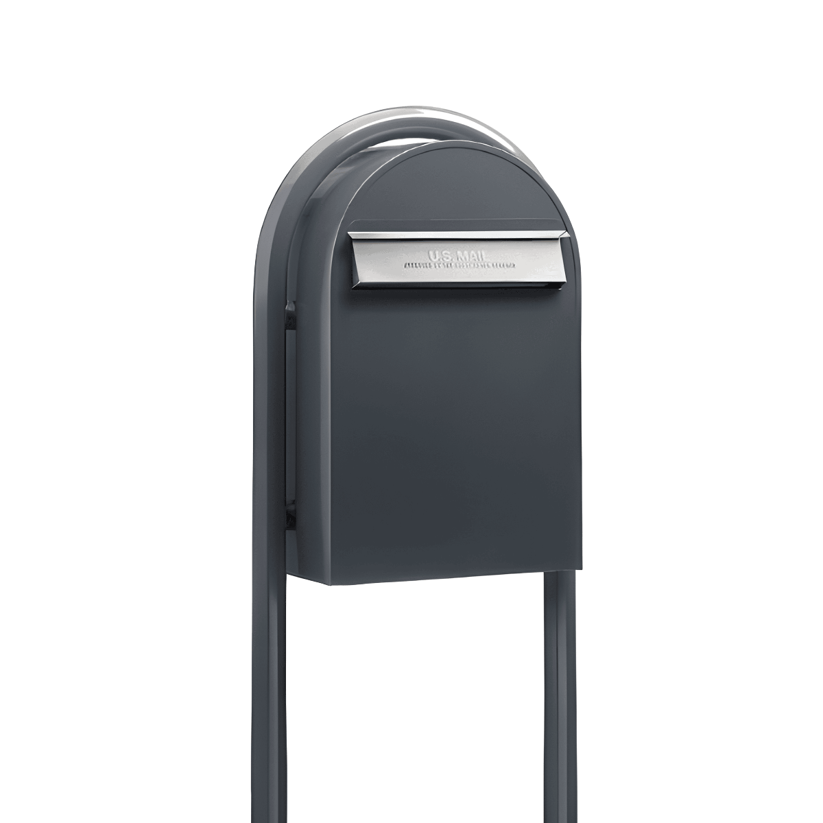 USPS Approved Bobi Classic B Rear Access Modern Locking Grey Mailbox with Stainless Steel Mail Slot and Round Grey  Post Combo
