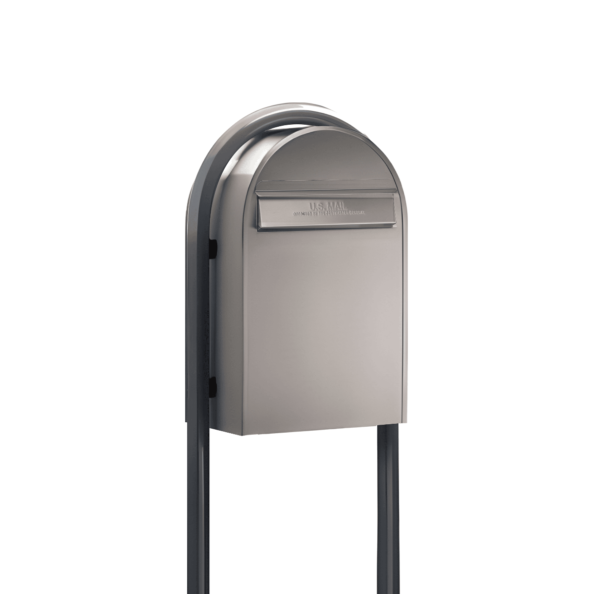USPS Approved Bobi Classic B Rear Access Modern Locking Stainless Steel Mailbox and Round Grey Post Combo