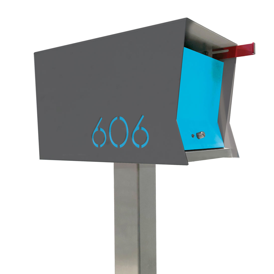 The Original Retrobox in Designer Gray - Modern Post Mounted Mailbox