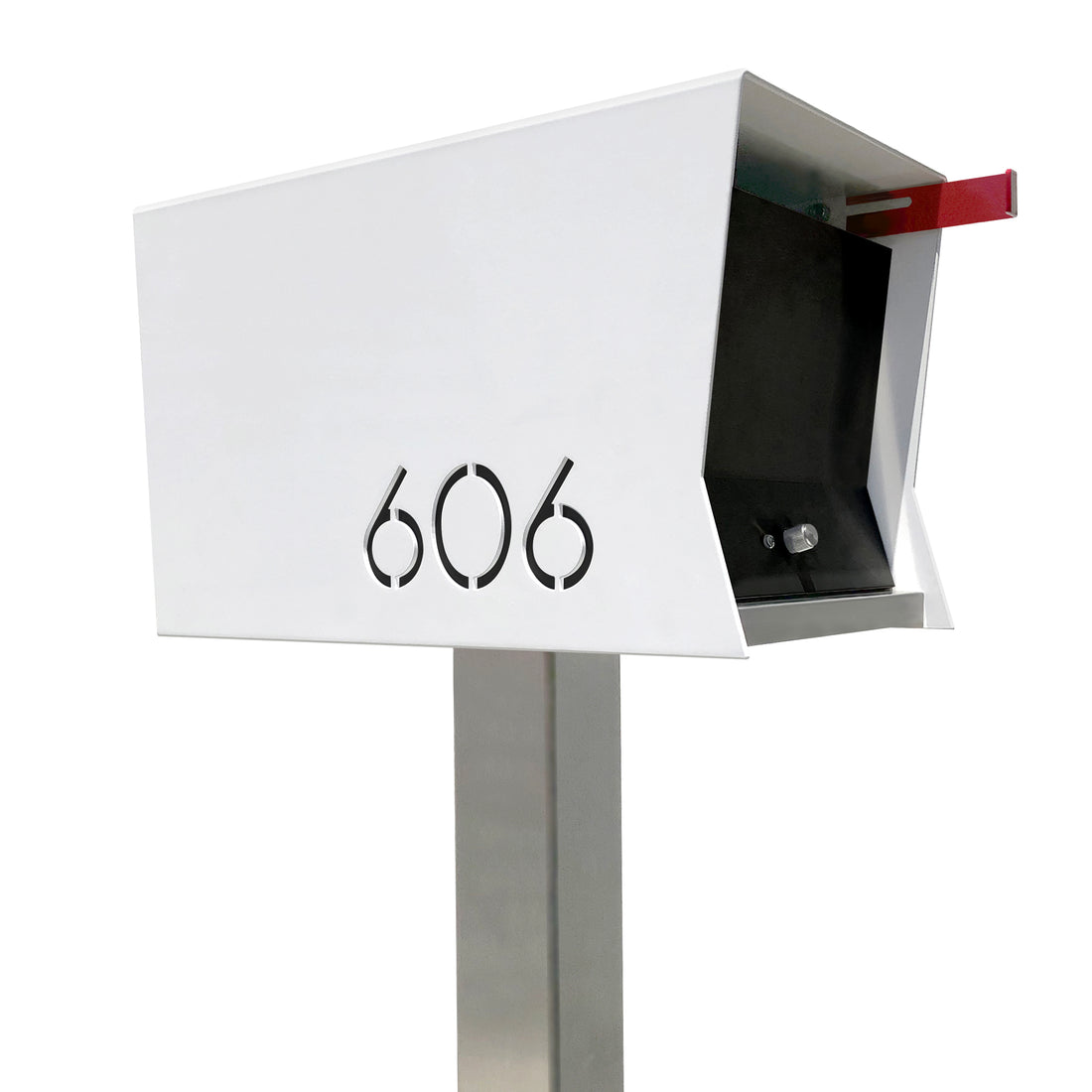 The Original Retrobox in Arctic White - Modern Post Mounted Mailbox