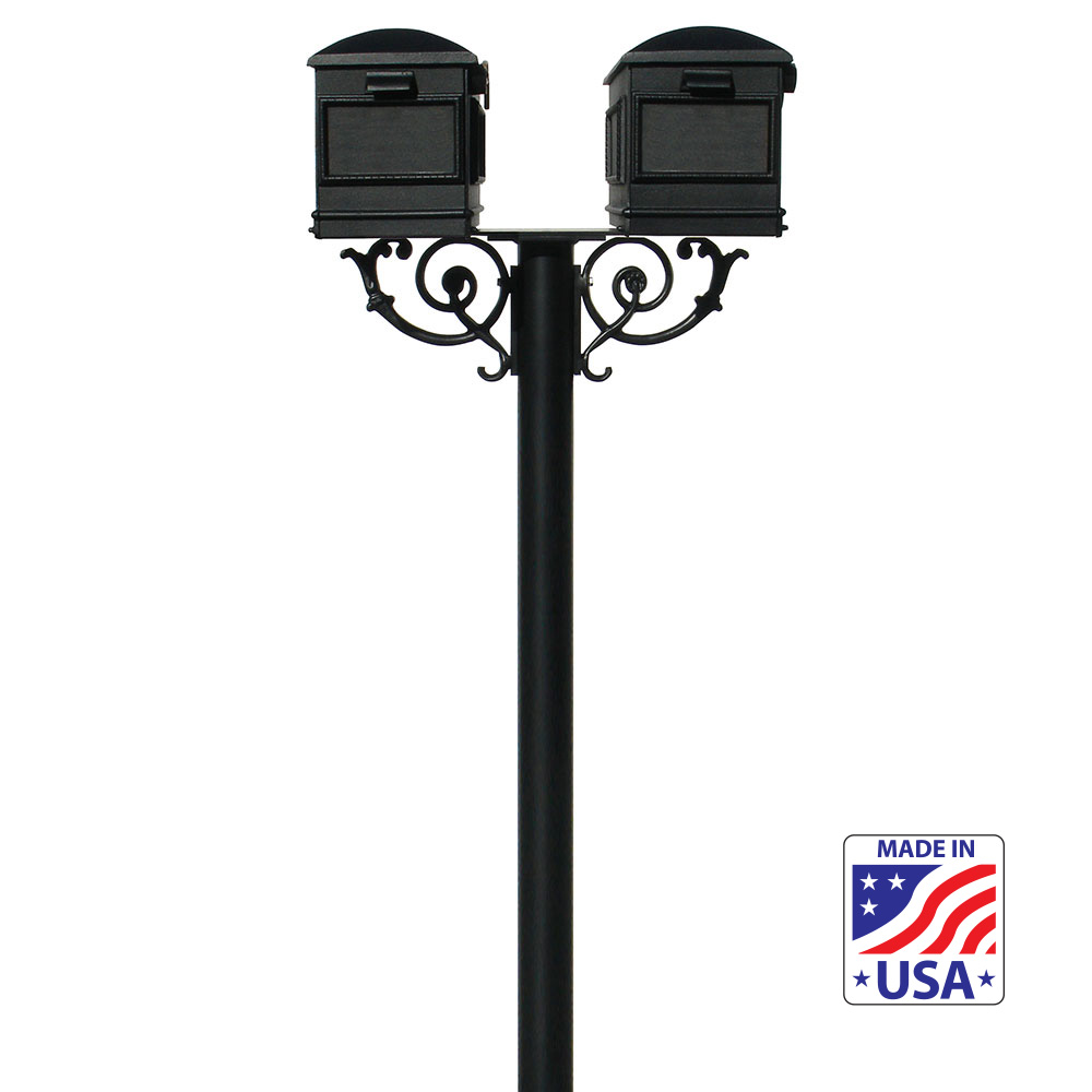 The Hanford TWIN mailbox post system w/Scroll Supports