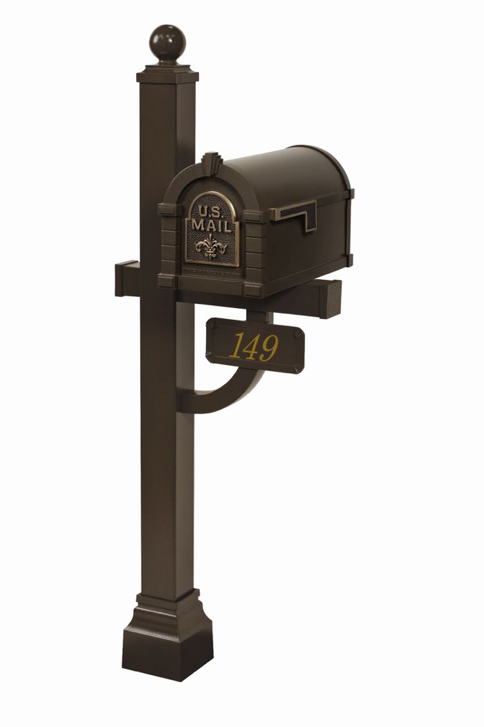 Fleur de Lis Keystone Series Deluxe Mailbox and Post Package - Fully Configurable