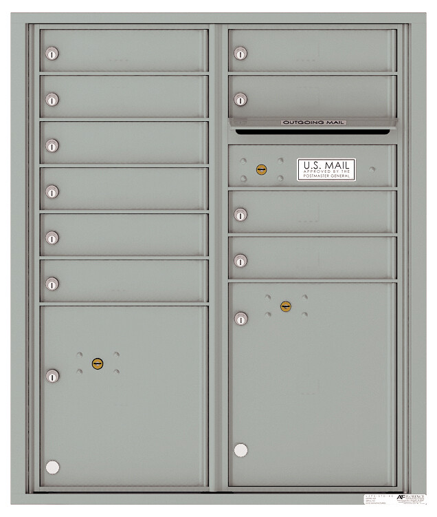 Florence 4C Horizontal Mailbox - 10 Doors, 2 Parcel Lockers - ADA Compliant Max Height USPS Access