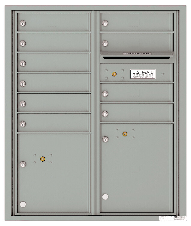 Versatile Front Loading Double Column Commercial Mailbox with 10 Tenant Compartments and 2 Parcel Lockers