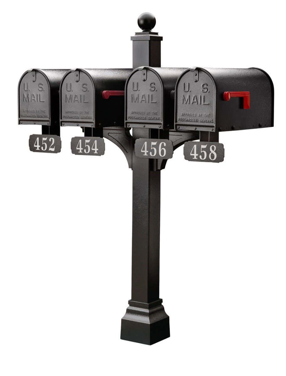 Janzer Multi-Mount Quad Mailbox Decorative Post (Optional Mailboxes Available)