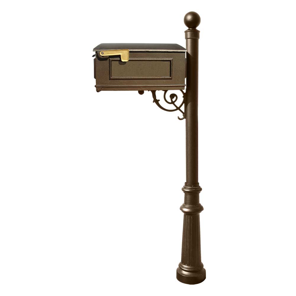 Lewiston Mailbox with Lewiston Post, Fluted Base and Ball Finial (no address plates)