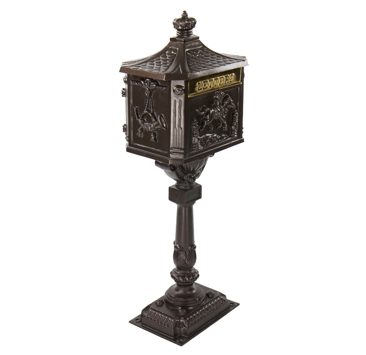 Amco Victorian Pedestal Locking Mailbox in Textured Bronze