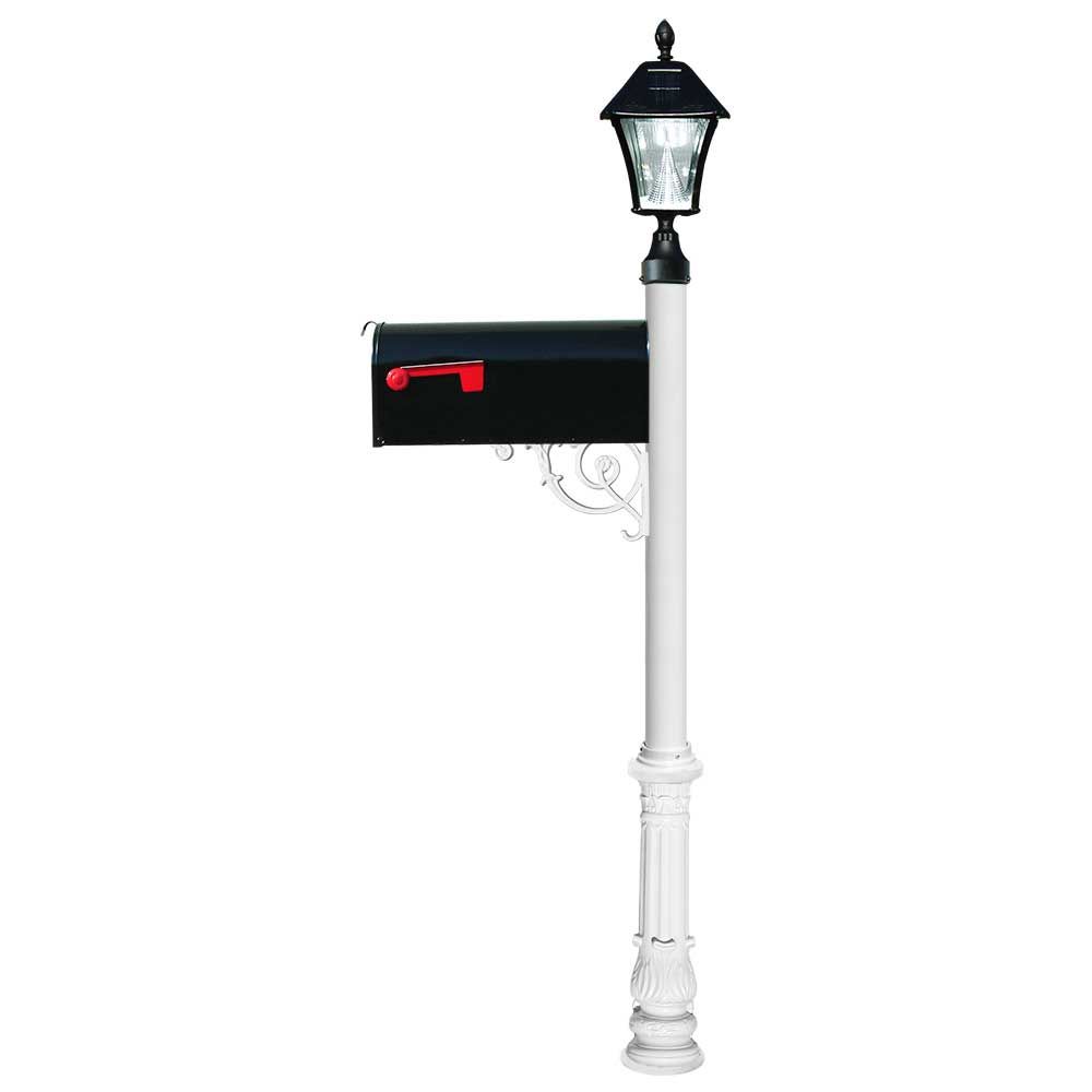 Qualarc Lewiston Mailbox with Lantern lpst-700-e1-sl-wht