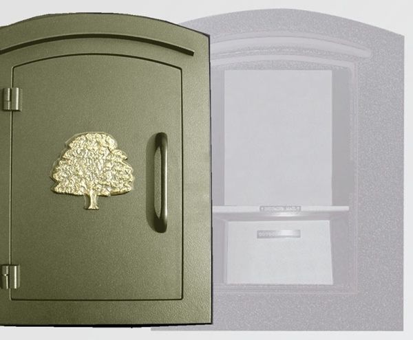Manchester Security Locking Column Mount Mailbox with Decorative Oak Tree Emblem (Stucco Column Not Included)