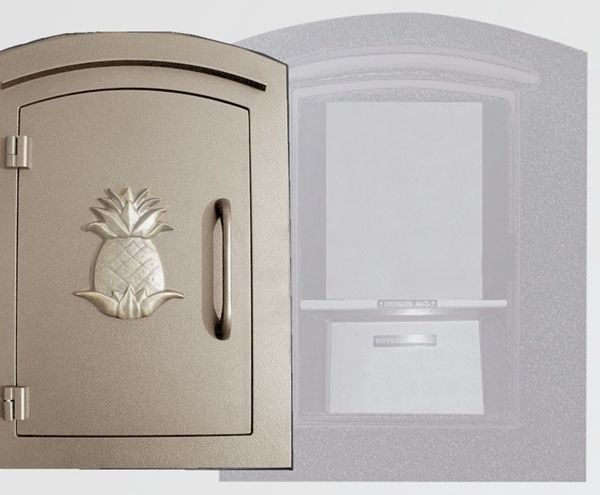 Manchester Security Locking Column Mount Mailbox with Decorative Pineapple Emblem (Stucco Column Not Included)