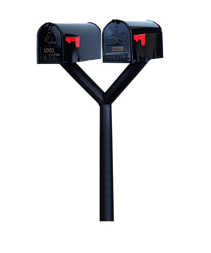 QualArc Penfield Twin Mailbox Post System, no base with two E1 Economy Mailboxes