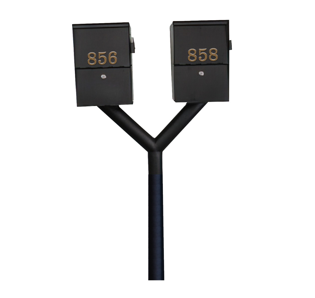 QualArc Penfield Twin Mailbox Post System, no base with two Letter Sentry mailboxes Black