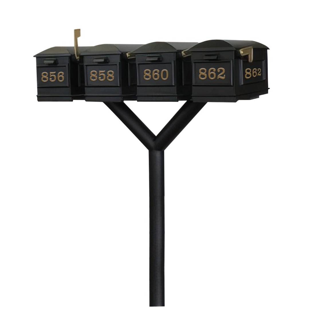 QualArc Penfield QUAD Mailbox Post System, no base with four Lewiston Mailboxes