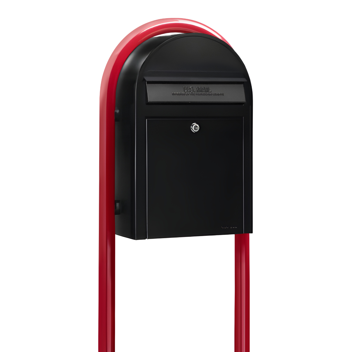 Bobi Classic Front Access Black Mailbox and Round Red Post Combo