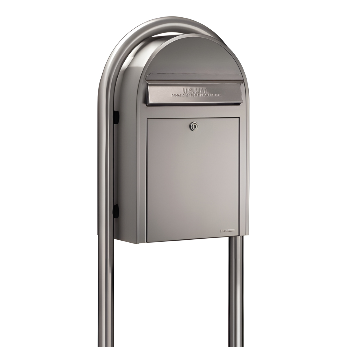 Bobi Classic Front Access Stainless Steel Mailbox and Round Stainless Steel Post Combo