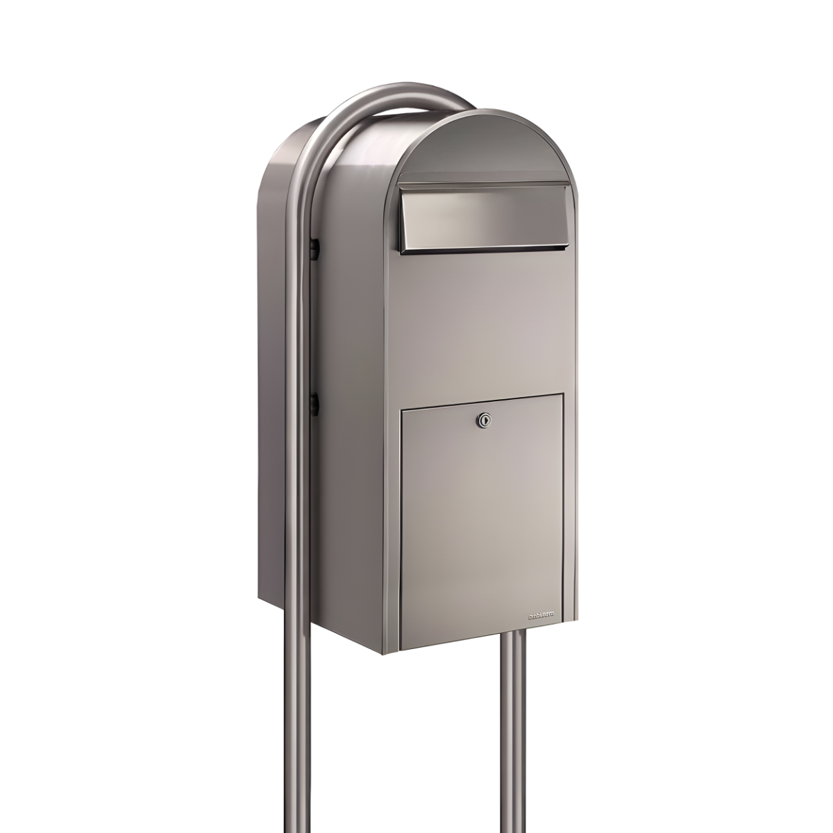 Bobi Jumbo Front Access Package Stainless Steel Mailbox and Round Stainless Steel Post Combo