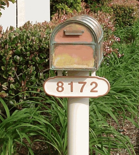 Streetscape mailbox and post standard with address plate