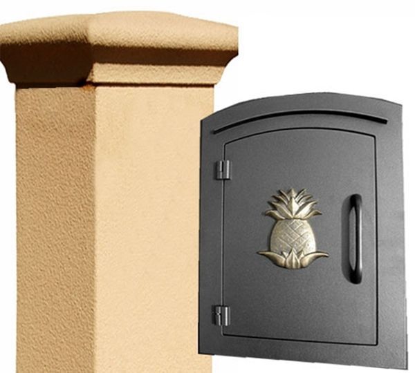 Manchester Security Locking Stucco Column Mailbox with Pineapple Emblem - Stucco Column Included (Choose Colors)