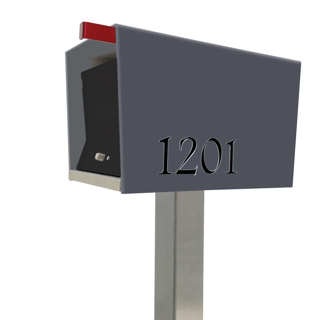 The Original UptownBox in Designer Gray - Modern Post Mounted Mailbox