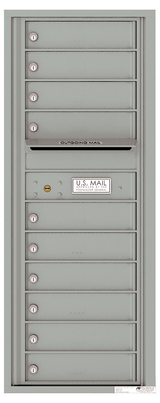 Versatile Front Loading Commercial Mailbox with 10 Tenant Doors and Outgoing Mail Slot - Single Column