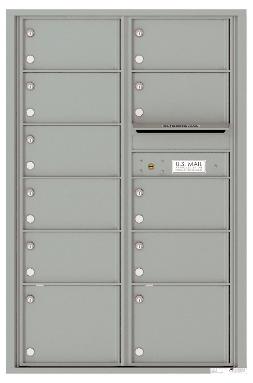 Versatile Front Loading Commercial Mailbox with 11 Tenant Compartments and Outgoing Mail Slot - Double Column