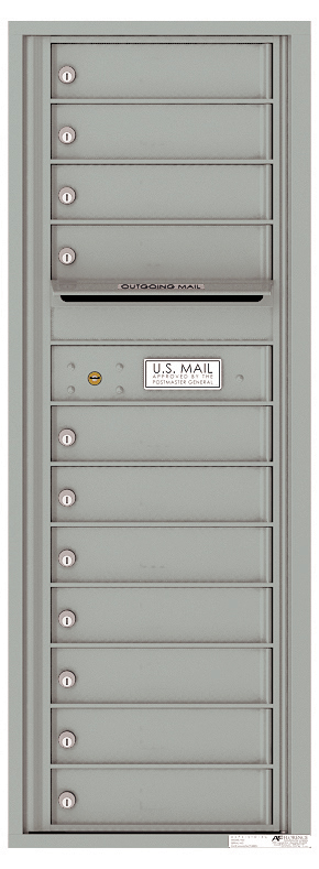 Versatile Front Loading Commercial Mailbox with 11 Tenant Compartments and Outgoing Mail Slot - Single Column