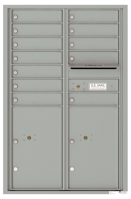 Versatile Front Loading Commercial Mailbox with 12 Tenant Compartments and 2 Parcel Lockers - Double Column