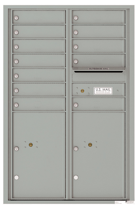 Florence 4C Horizontal Mailbox - Front Loading - 12 Tenant Doors, 2 Parcel Lockers - 13 Doors High - USPS Access