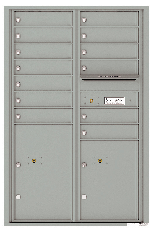 Florence 4C Horizontal Mailbox - 13 Doors, 2 Parcel Lockers - 13 Doors High USPS Access