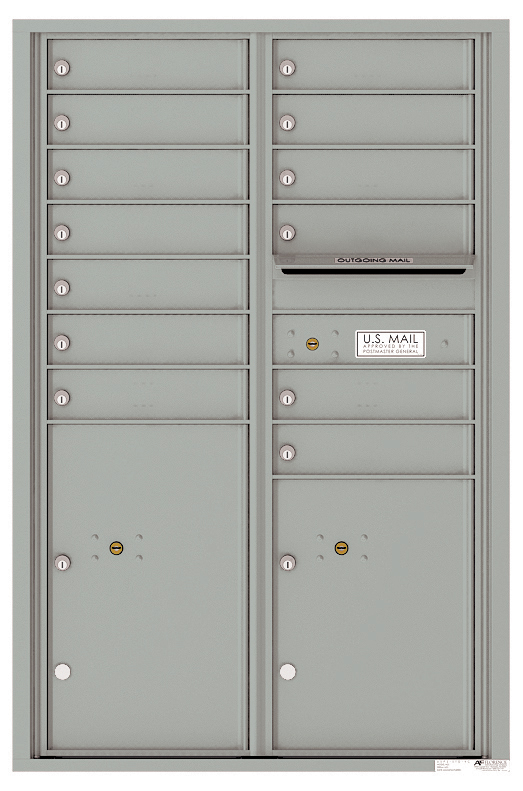 Versatile Front Loading Commercial Mailbox with 13 Tenant Compartments and 2 Parcel Lockers - Double Column