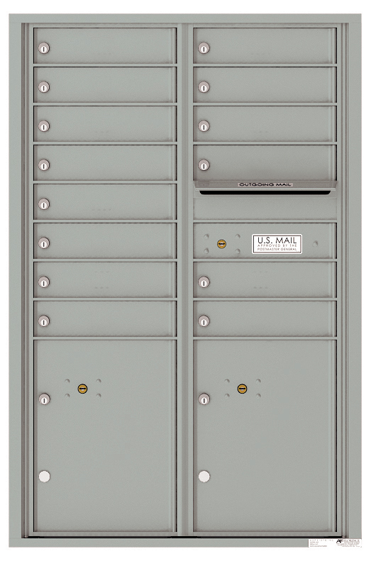 Versatile Front Loading Commercial Mailbox with 14 Tenant Compartments and 2 Parcel Lockers - Double Column
