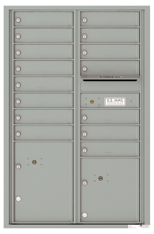 Florence 4C Horizontal Mailbox - 15 Doors, 2 Parcel Lockers - 13 Doors High USPS Access
