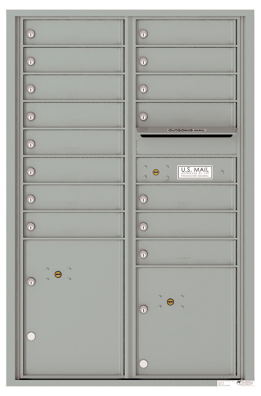 Versatile Front Loading Commercial Mailbox with 15 Tenant Compartments and 2 Parcel Lockers - Double Column