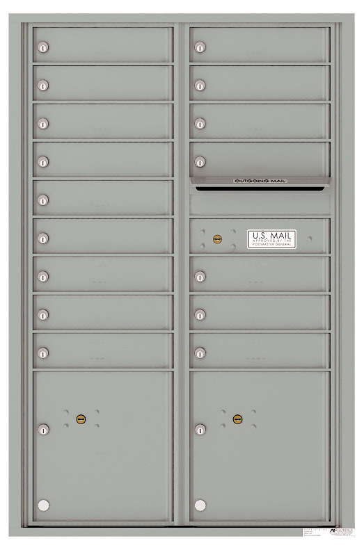 Versatile Front Loading Commercial Mailbox with 16 Tenant Compartments and 2 Parcel Lockers - Double Column