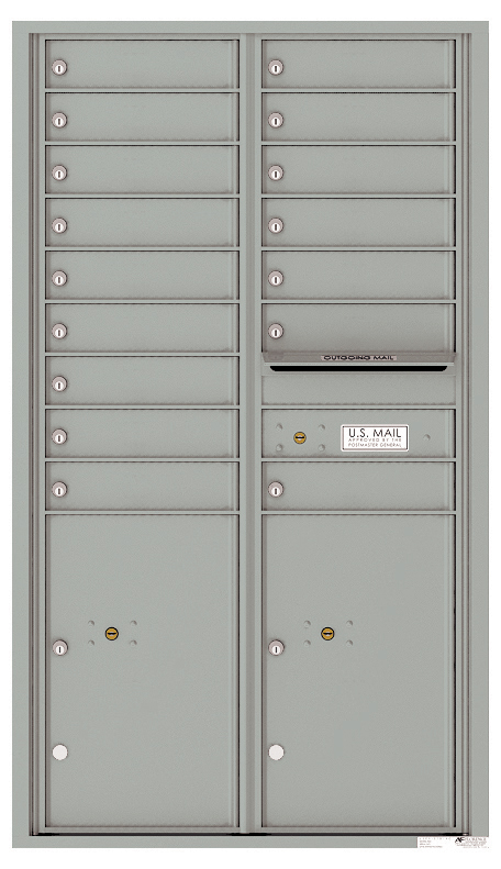 Florence 4C Horizontal Mailbox - 16 Doors, 2 Parcel Lockers - 15 Doors High USPS Access