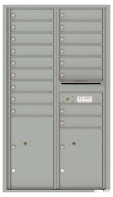 Florence 4C Horizontal Mailbox - 17 Doors, 2 Parcel Lockers - 15 Doors High USPS Access
