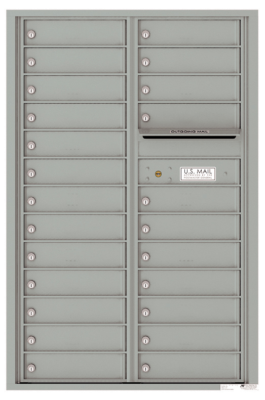 Versatile Front Loading Commercial Mailbox with 24 Tenant Compartments and Outgoing Mail Slot - Double Column