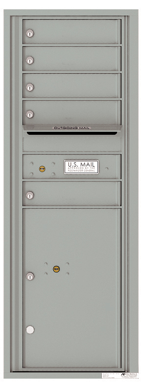 Versatile Front Loading Commercial Mailbox with 5 Tenant Compartments and 1 Parcel Locker - Single Column