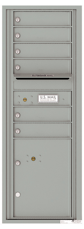 Versatile Front Loading Commercial Mailbox with 6 Tenant Compartments and 1 Parcel Locker - Single Column