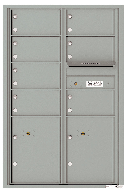 Versatile Front Loading Commercial Mailbox with 7 Tenant Compartments and 2 Parcel Lockers - Double Column